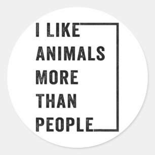 Sticker Rond J'Aime Les Animaux Plus Que Les Gens 2