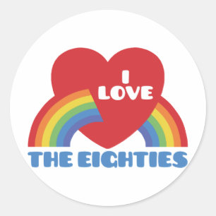 Sticker Rond J'Aime Les Années 80