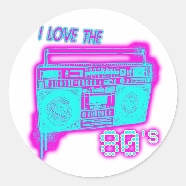 Sticker Rond J'AIME LES années 80 (Devant)