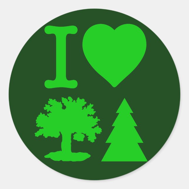 Sticker Rond J'aime les arbres (Devant)