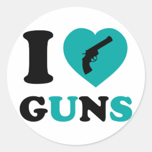 Sticker Rond J'aime les armes à feu