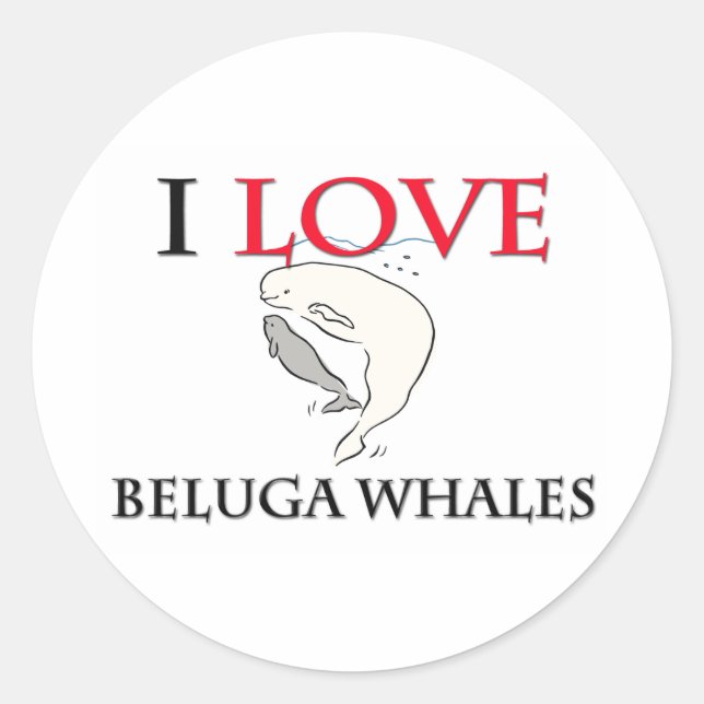 Sticker Rond J'Aime Les Baleines Beluga (Devant)