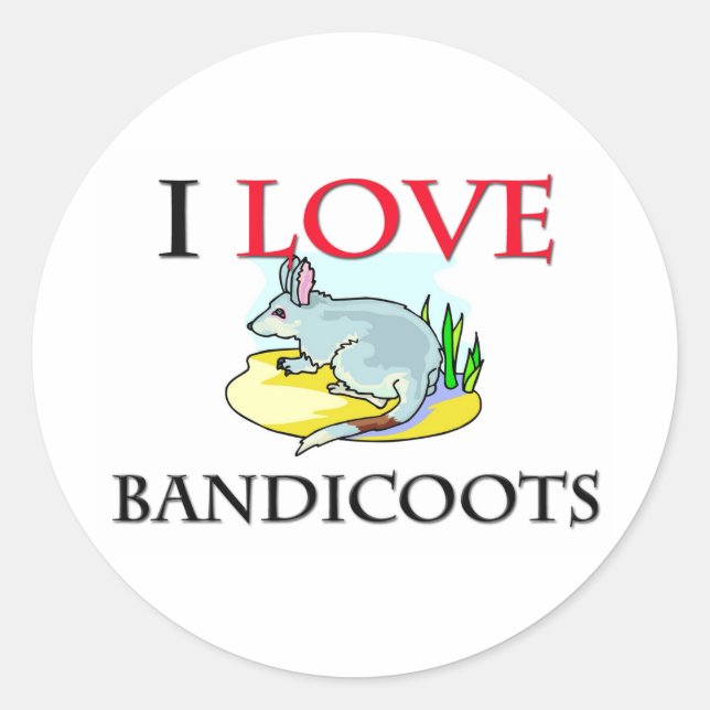Sticker Rond J'aime les bandicoots (Devant)