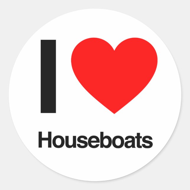 Sticker Rond j'aime les bateaux à moteur (Devant)