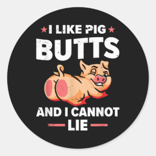 Sticker Rond J'Aime Les Boutons De Cochon Et Je Ne Peux Pas Viv