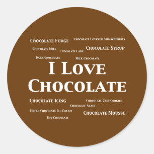 Sticker Rond J'Aime Les Cadeaux Au Chocolat