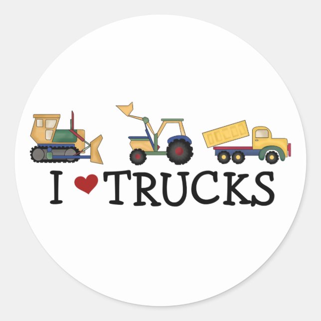 Sticker Rond J'aime les camions (Devant)