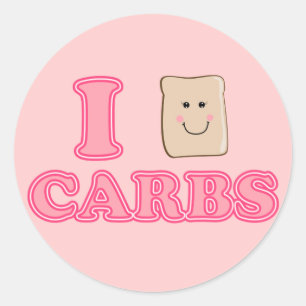 Sticker Rond J'aime les Carbes