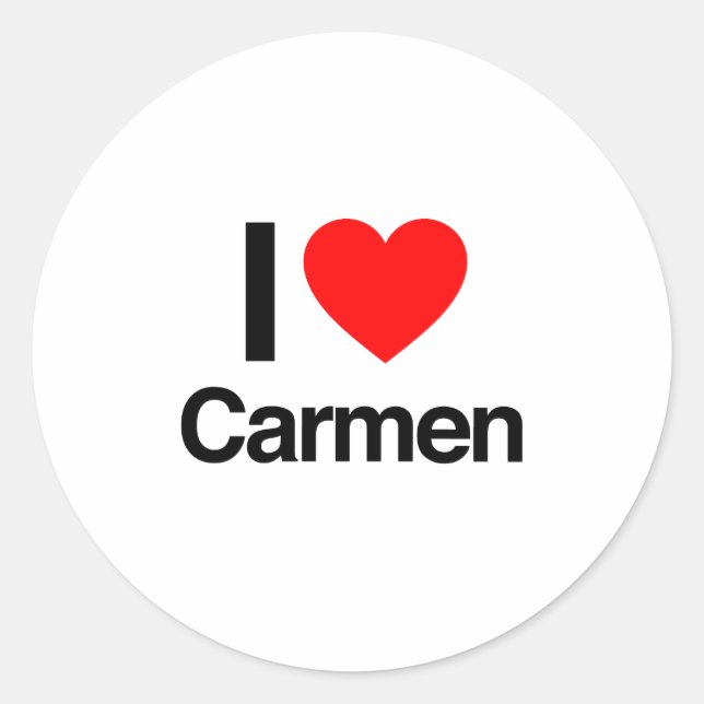 Sticker Rond j'aime les carmen (Devant)