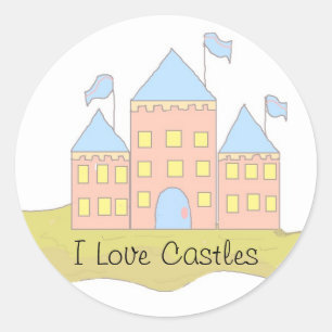 Sticker Rond J'aime les châteaux