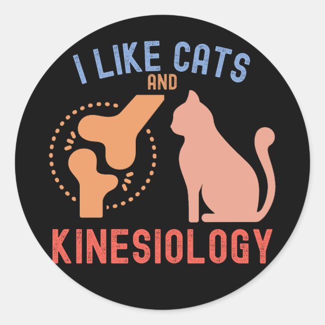 Sticker Rond J'aime les chats et la kinésiologie (Devant)