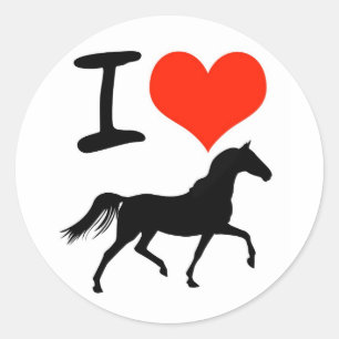 Sticker Rond J'aime les chevaux