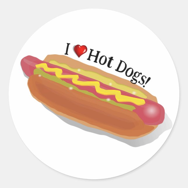 Sticker Rond J'Aime Les Chiens Chauds ! (Devant)