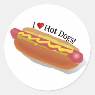 Sticker Rond J'Aime Les Chiens Chauds !