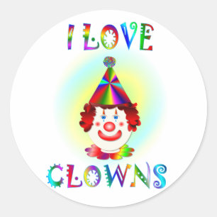 Sticker Rond J'aime les clowns
