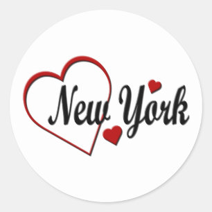 Sticker Rond J'aime les Coeurs de New York