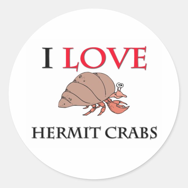 Sticker Rond J'Aime Les Crabes Hermites (Devant)