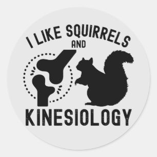 Sticker Rond J'aime les écureuils et la kinésiologie