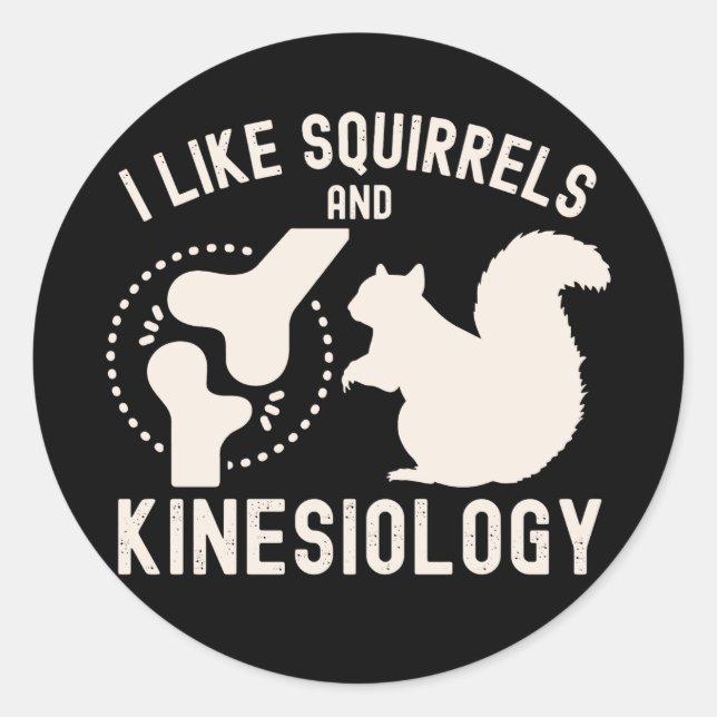 Sticker Rond J'aime les écureuils et la kinésiologie (Devant)