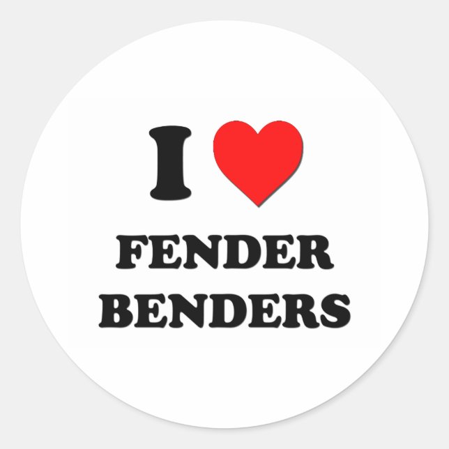 Sticker Rond J'Aime Les Fender Benders (Devant)