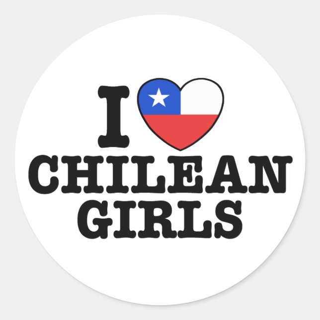 Sticker Rond J'aime les filles chiliennes (Devant)