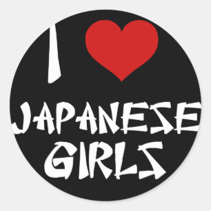 Sticker Rond J'aime les filles japonaises
