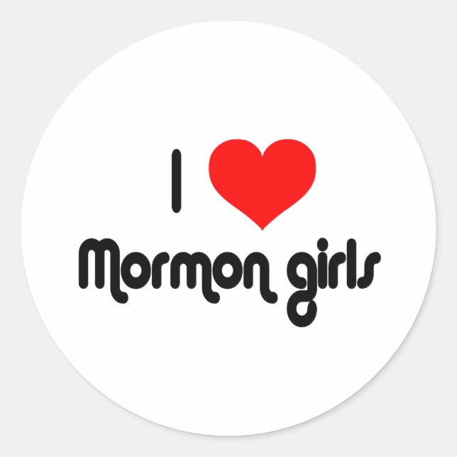 Sticker Rond J'aime les filles mormon (Devant)
