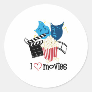 Sticker Rond J'aime les films