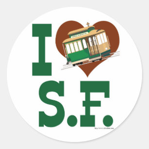 Sticker Rond J'aime les funiculaires de San Francisco