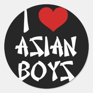 Sticker Rond J'aime les garçons asiatiques