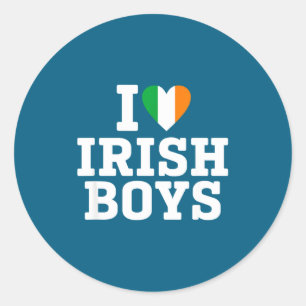 Sticker Rond J'aime les garçons irlandais Drapeau de l'Irlande