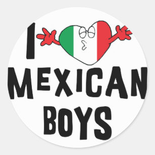 Sticker Rond J'aime les garçons mexicains