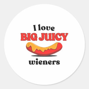 Sticker Rond J'aime les grands viennoiseries juteuses Funny Hot