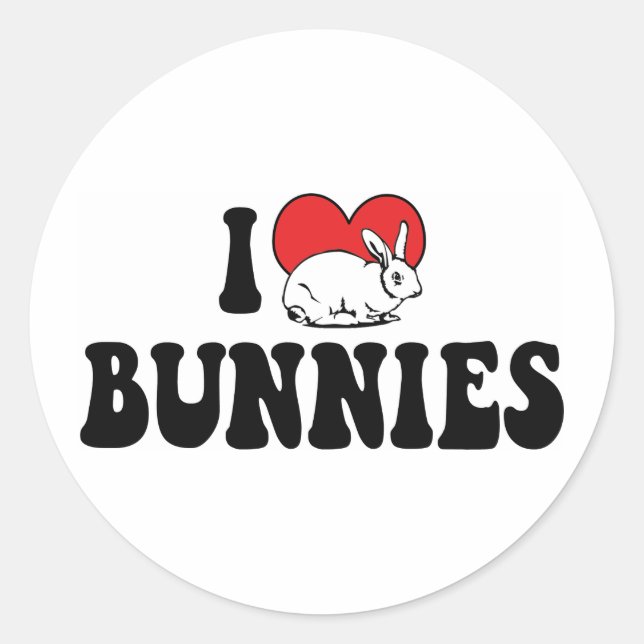 Sticker Rond J'Aime Les Lapins Lapins De Coeur (Devant)