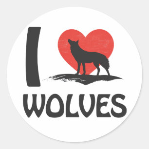 Sticker Rond J'aime les loups
