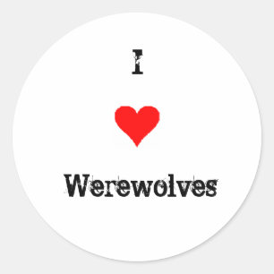 Sticker Rond J'aime les loups-garous