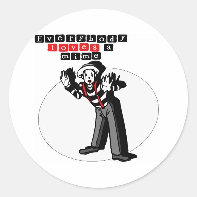 Sticker Rond J'aime les mimes (Devant)
