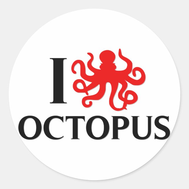 Sticker Rond J'Aime Les Octopus (Devant)