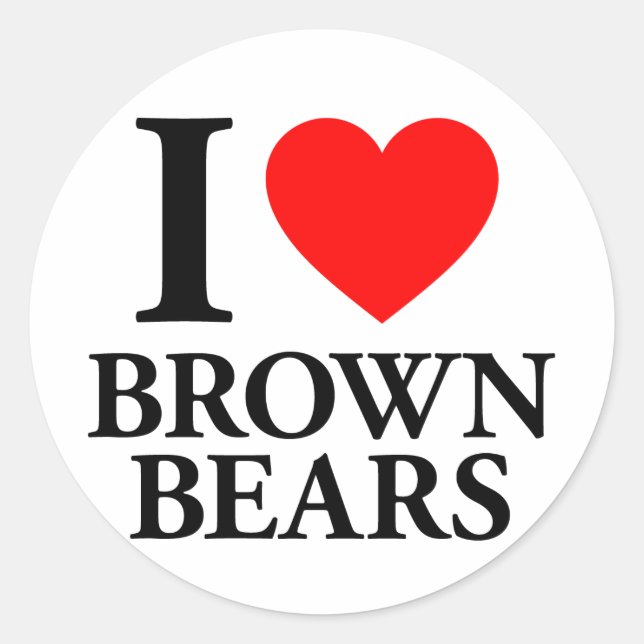 Sticker Rond J'Aime Les Ours Brown (Devant)