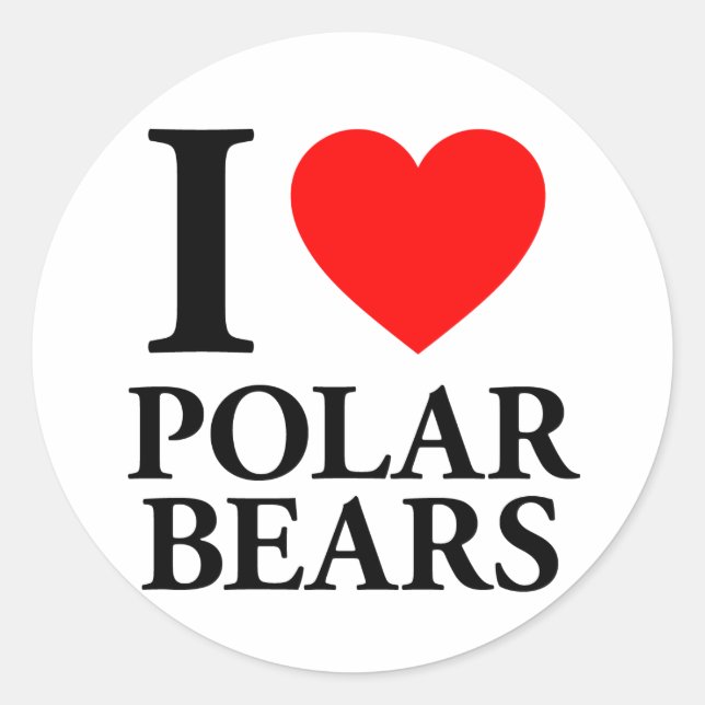 Sticker Rond J'Aime Les Ours Polaires (Devant)