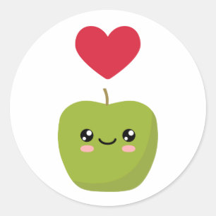 Sticker Rond J'aime les pommes