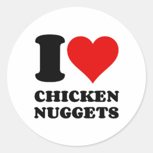STICKER ROND J'AIME LES POULET NUGGETS