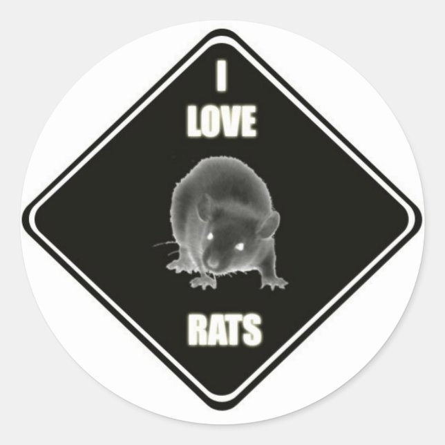 Sticker Rond J'aime les rats (Devant)