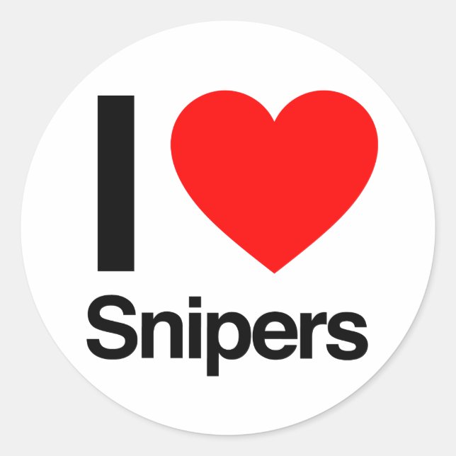 Sticker Rond j'aime les snipers (Devant)