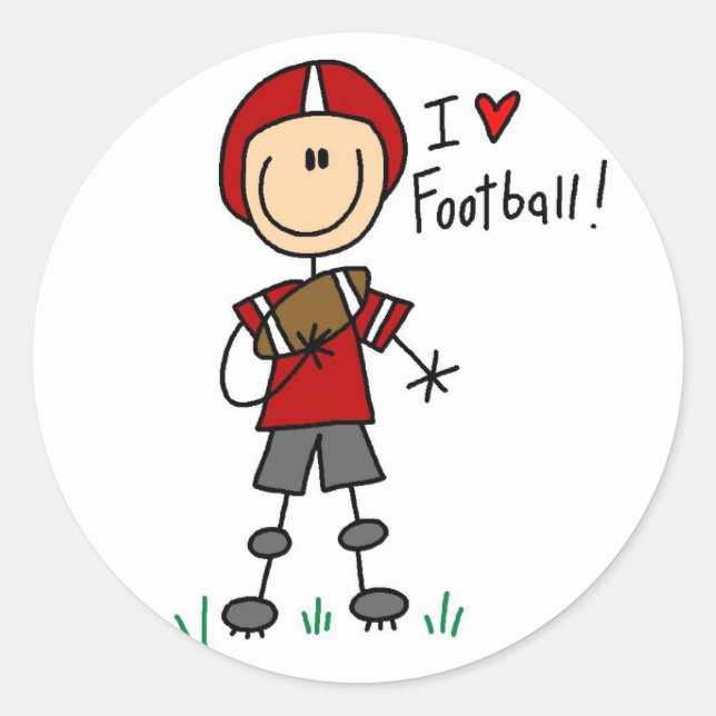 Sticker Rond J'aime les t-shirts et les cadeaux de football (Devant)
