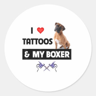 Sticker Rond J'Aime Les Tatouages Et Mon Chien Tatoué De Chien 
