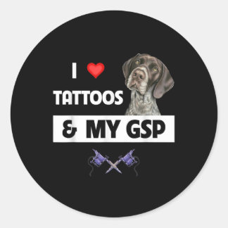 Sticker Rond J'Aime Les Tatouages Et Mon Gsp Germanique Pointe