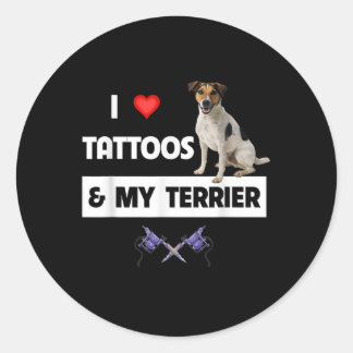 Sticker Rond J'Aime Les Tatouages Et Mon Jack Russell Terrier C