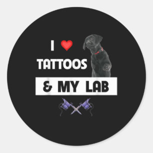 Sticker Rond J'Aime Les Tatouages Et Mon Labrador Retriever Lab