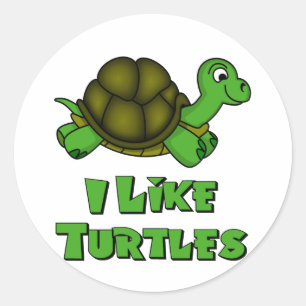 Sticker Rond J'Aime Les Tortues